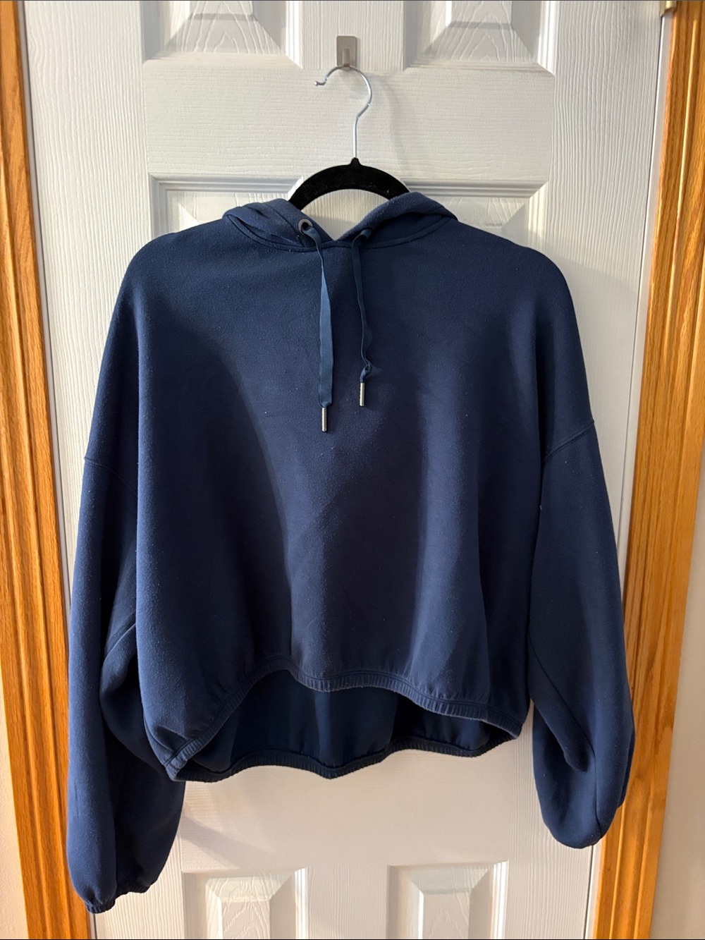 SPANX Navy Cropped Hoodie Sweatshirt